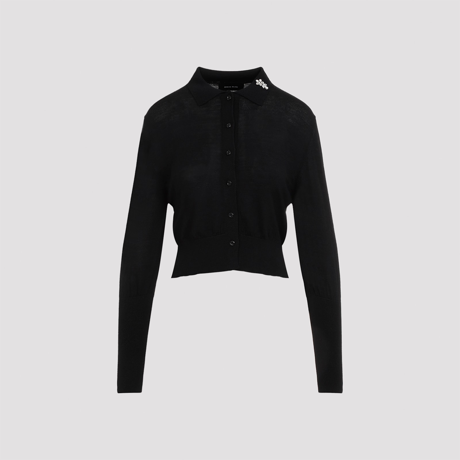 Shop Simone Rocha Merino And Silk Cardigan In Black Clear