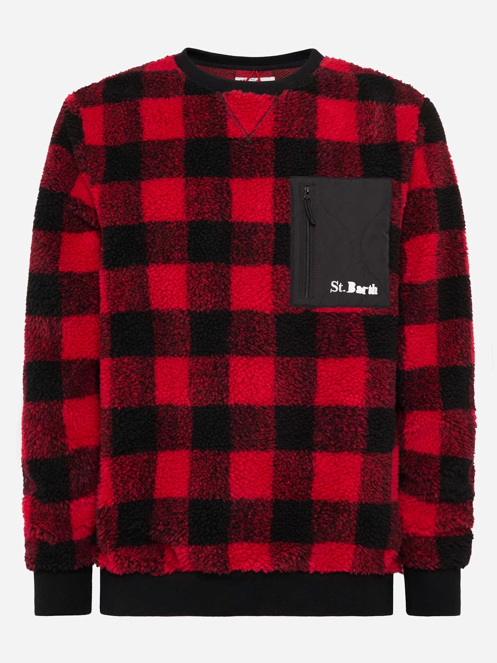 Mc2 Saint Barth Teddy-fleece Sweatshirt Oak With Check Print