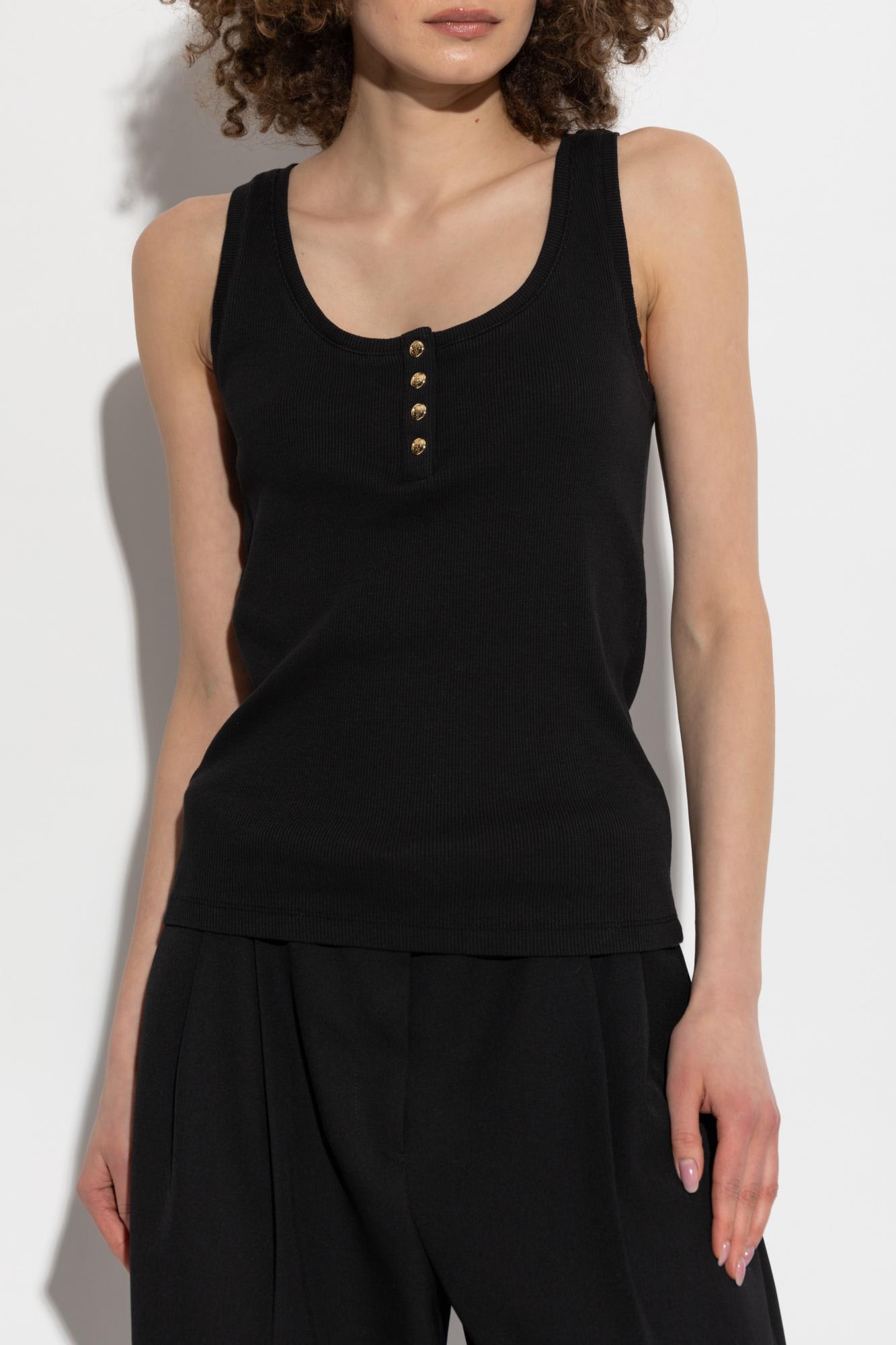 Shop Anine Bing Ribbed Top Alessia In Black