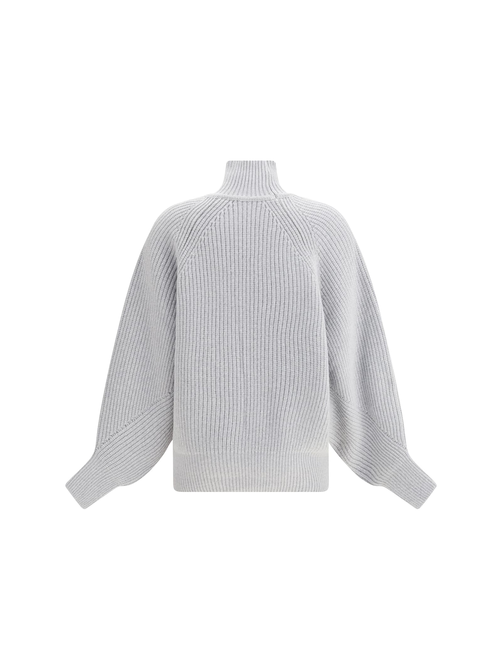 Balmain Women Ribbed Knit Pullover In Gray