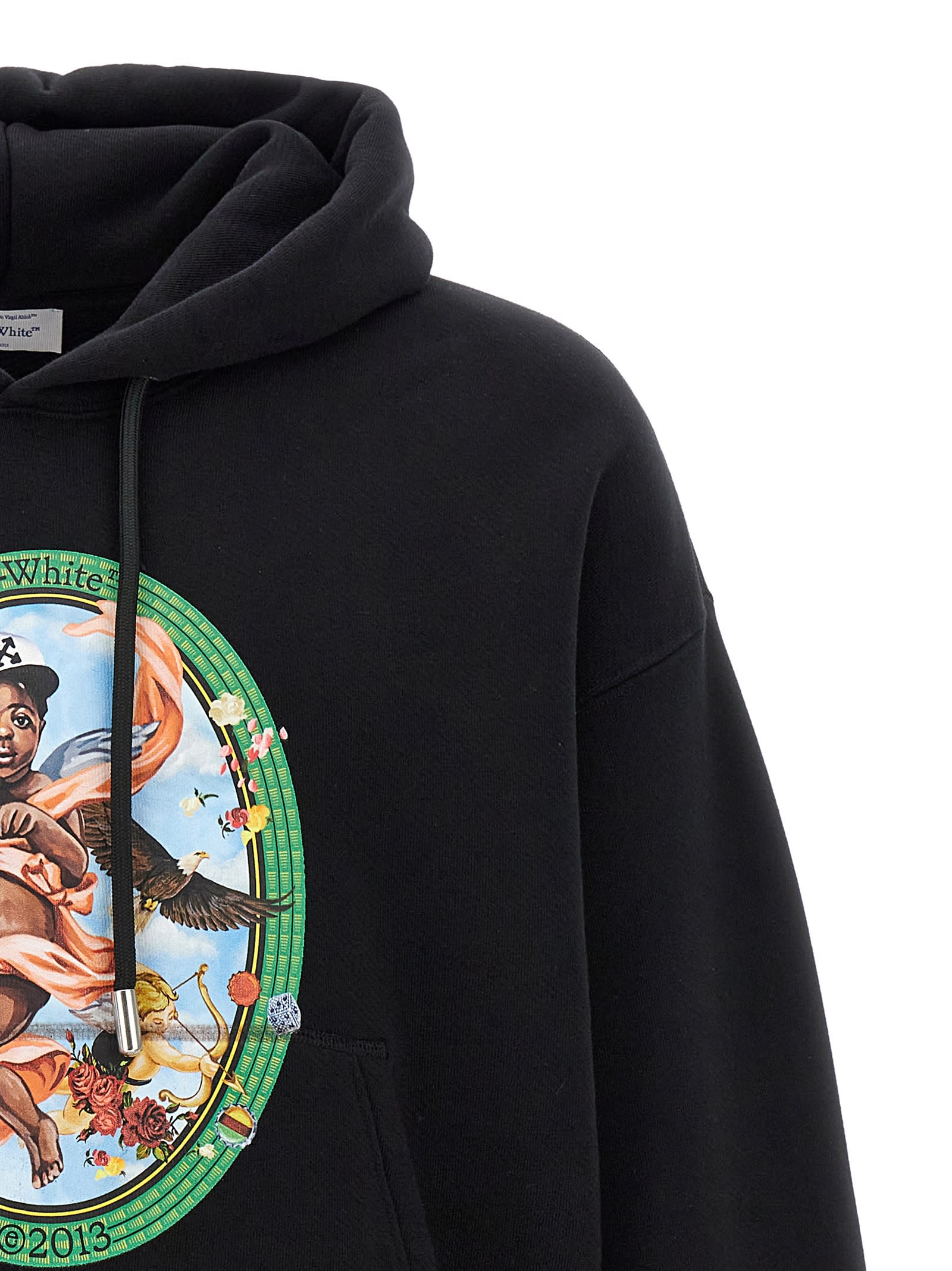 Off-white Off White 'fresco Oval' Hoodie In White/black