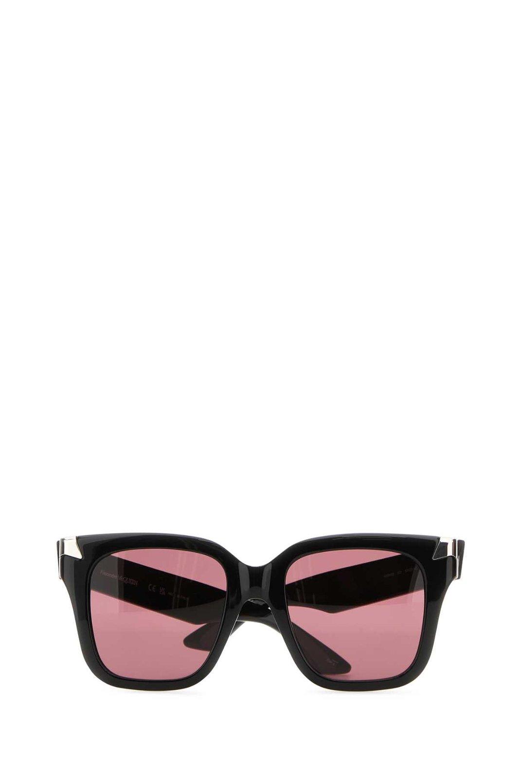 Shop Alexander Mcqueen Square Frame Sunglasses In Black-black-violet