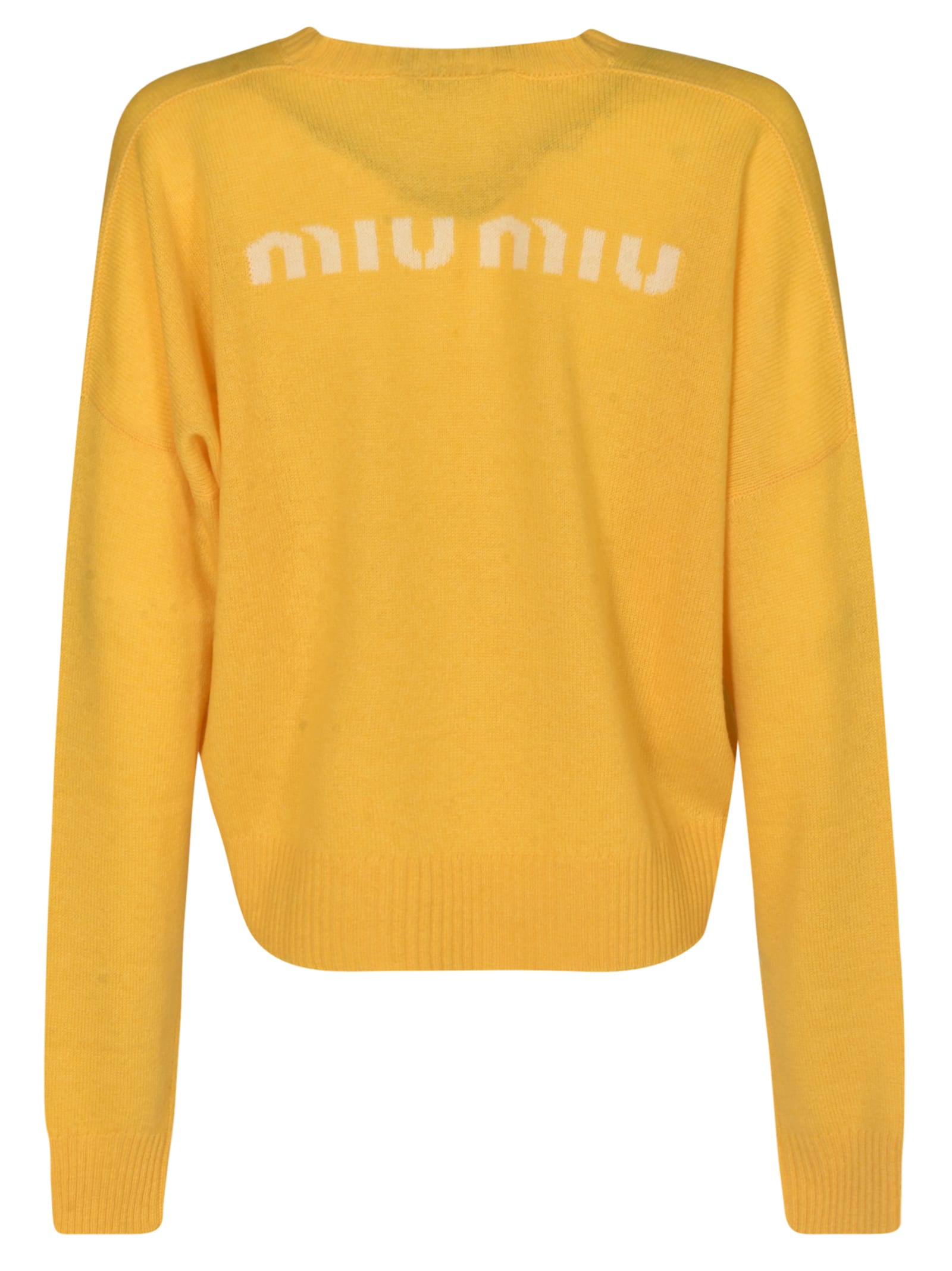 Shop Miu Miu Logo Cashmere Sweater In Cream