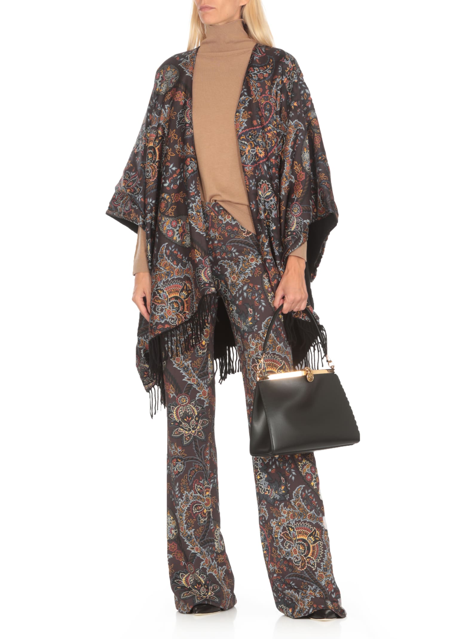 Shop Etro Poncho With Print