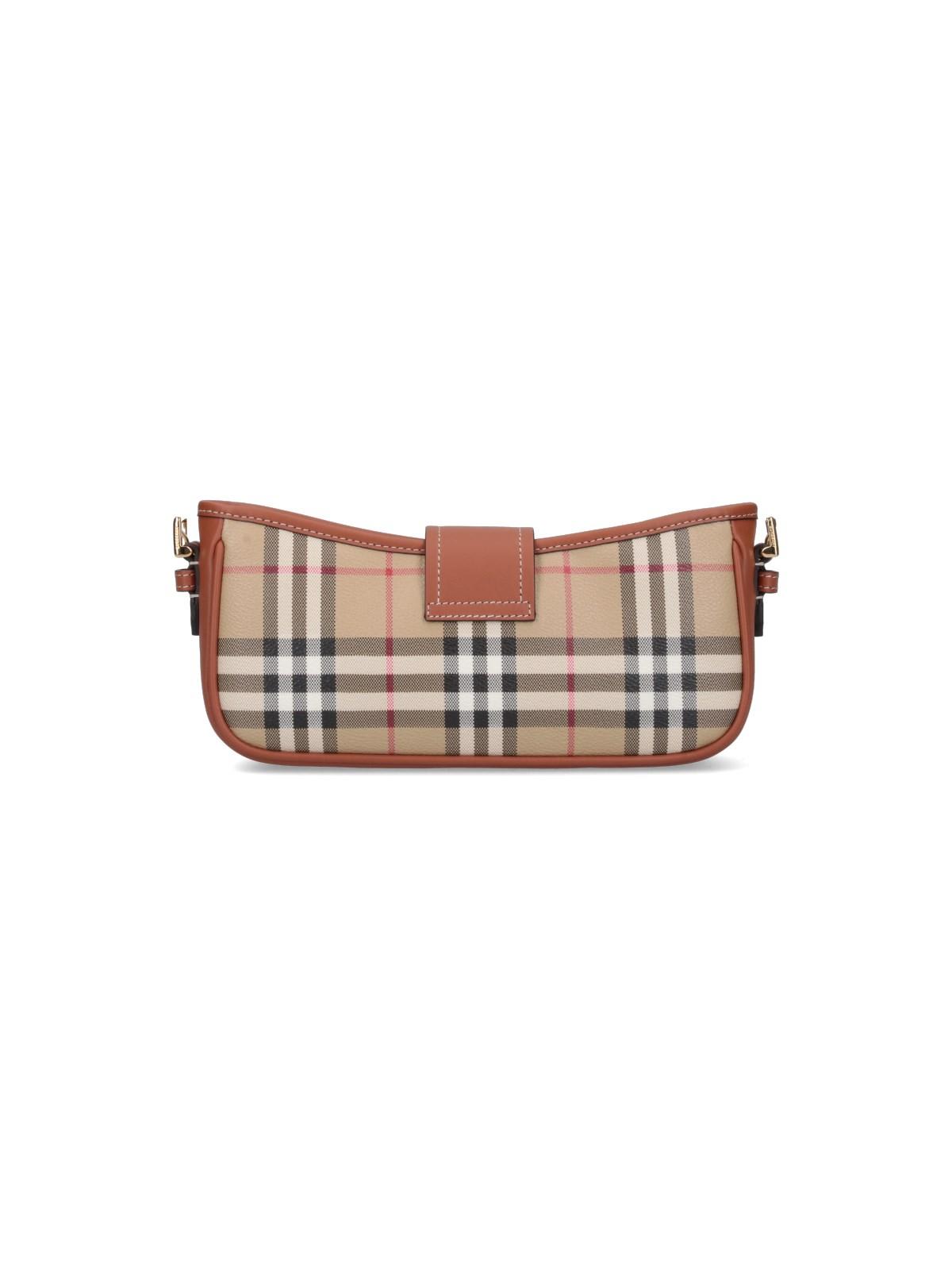 Shop Burberry Check Shoulder Bag In Neutrals/black