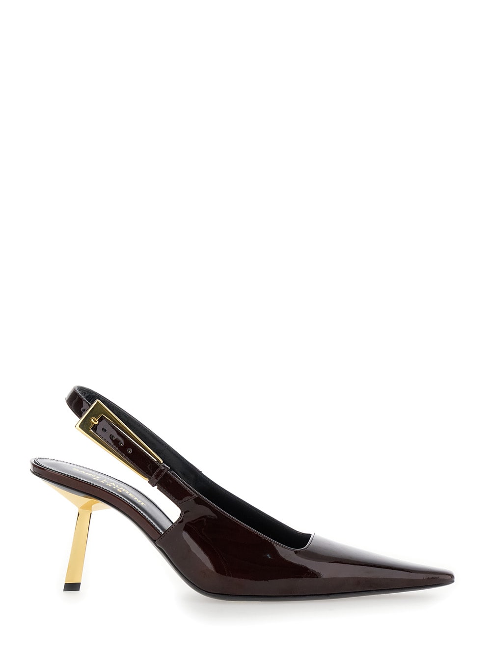 Shop Saint Laurent Lee Bordeaux Slingback Pumps With Geometric Stiletto Heel In Leather Woman