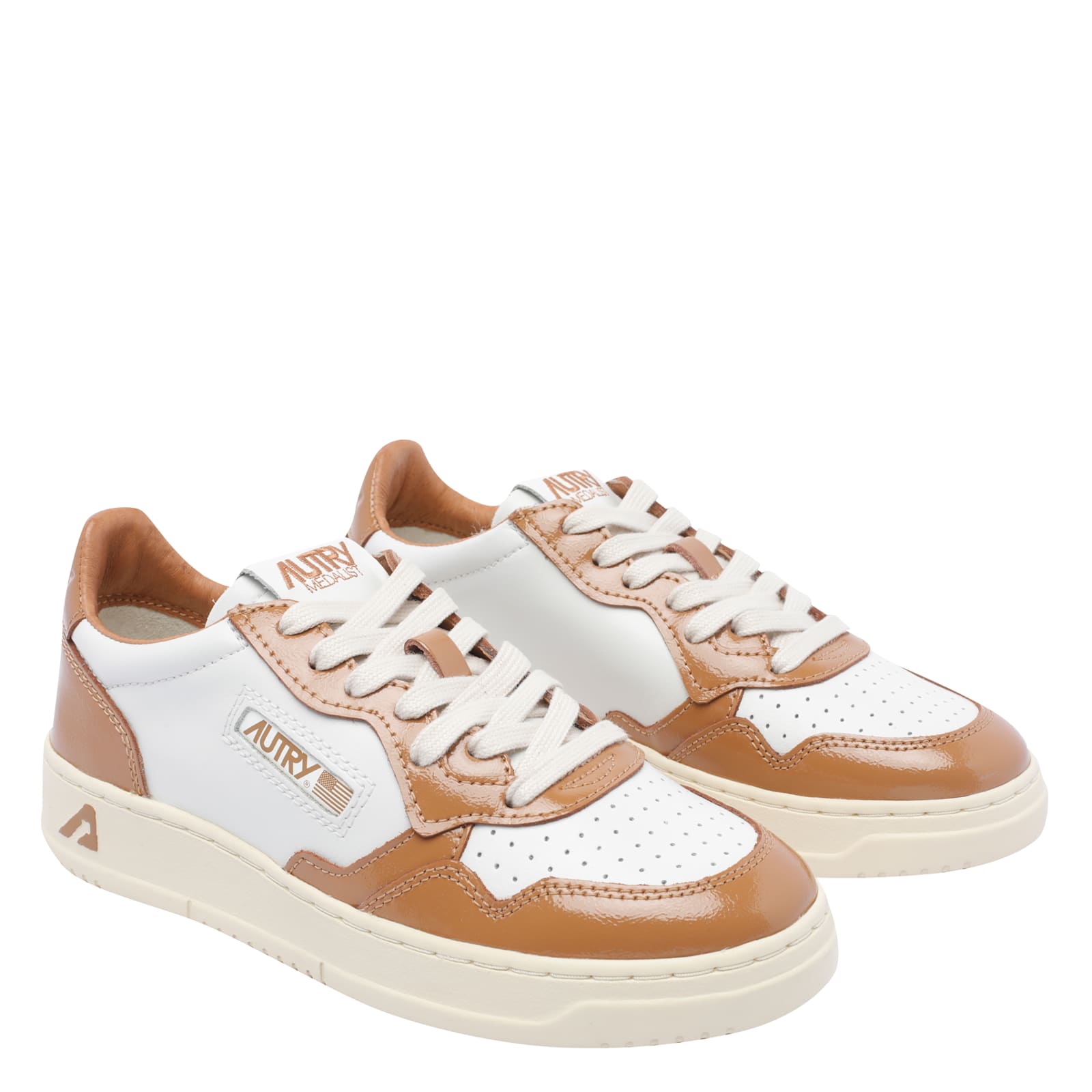 Autry Medalist Leather Low-top Sneakers In Brown