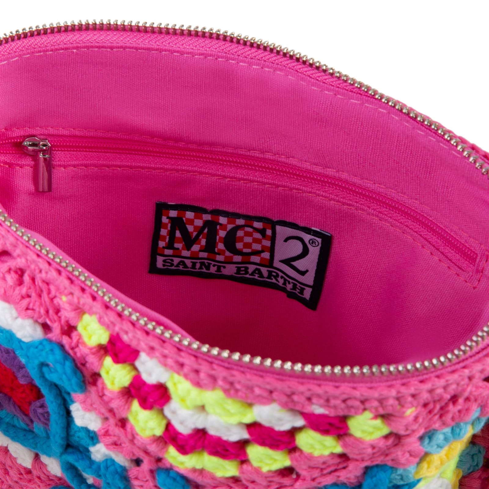 Mc2 Saint Barth Pink Crochet Pochette In Pink