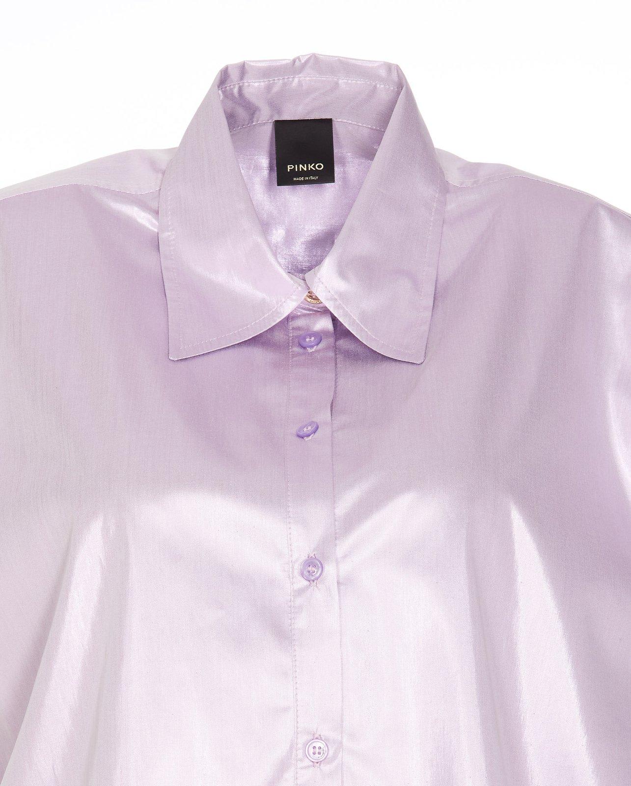 Shop Pinko Cadmo Laminated Sleeveless Shirt In Purple