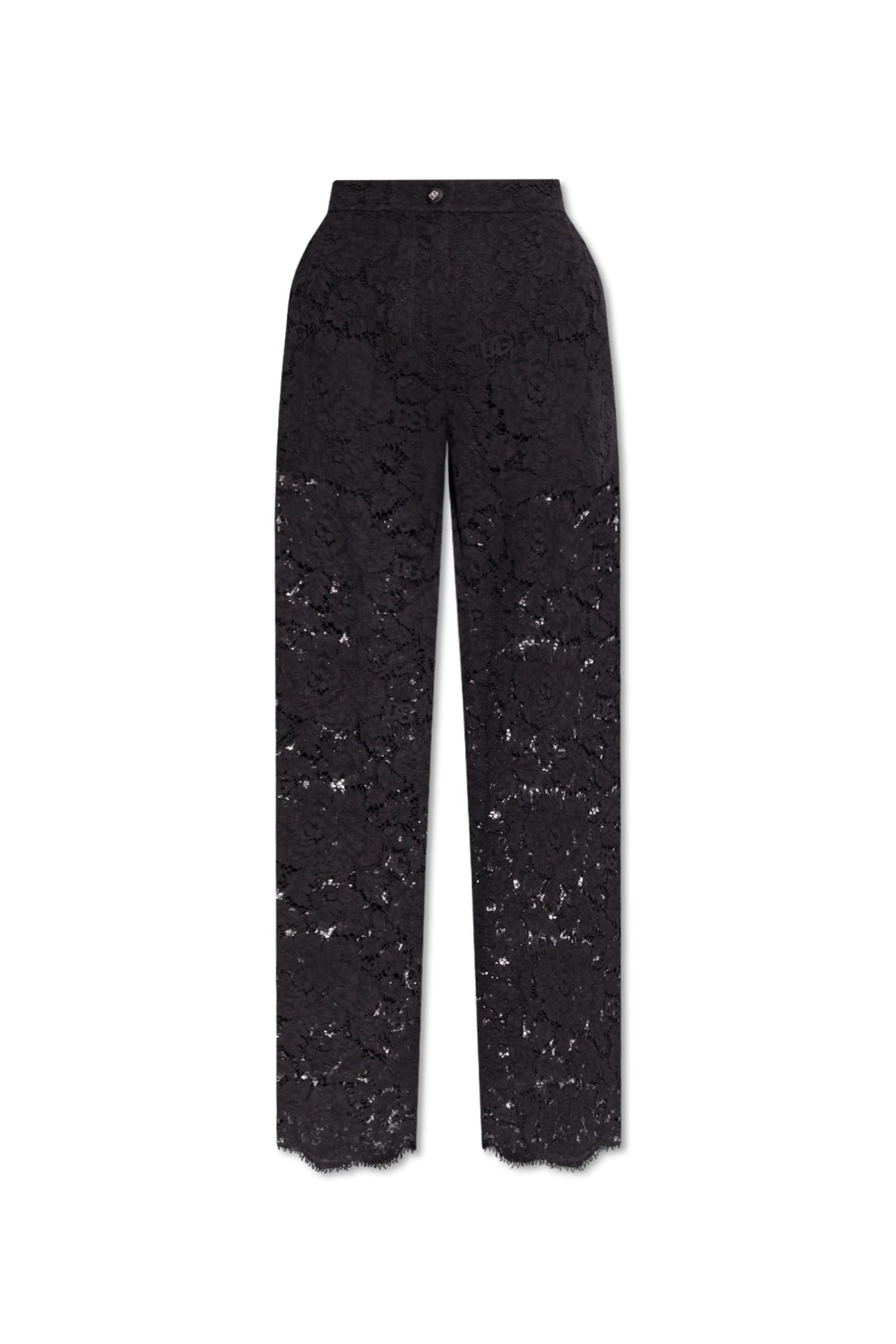 Shop Dolce & Gabbana Lace Pants In Black