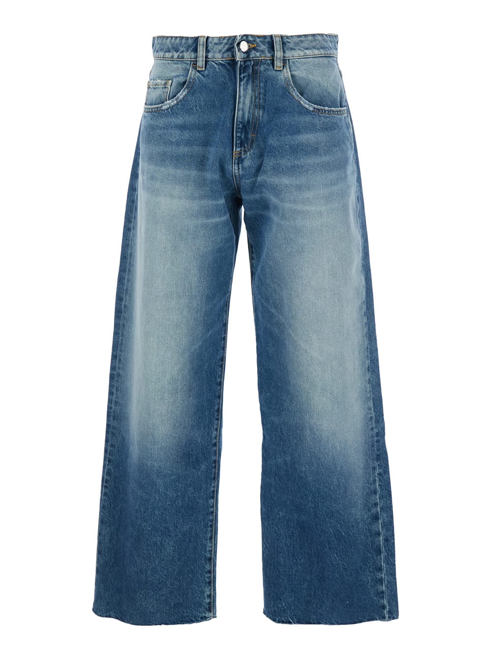 Icon Denim Bea Blue Jeans With Wide Leg And Logo Patch On The Rear In Denim Woman In Blue