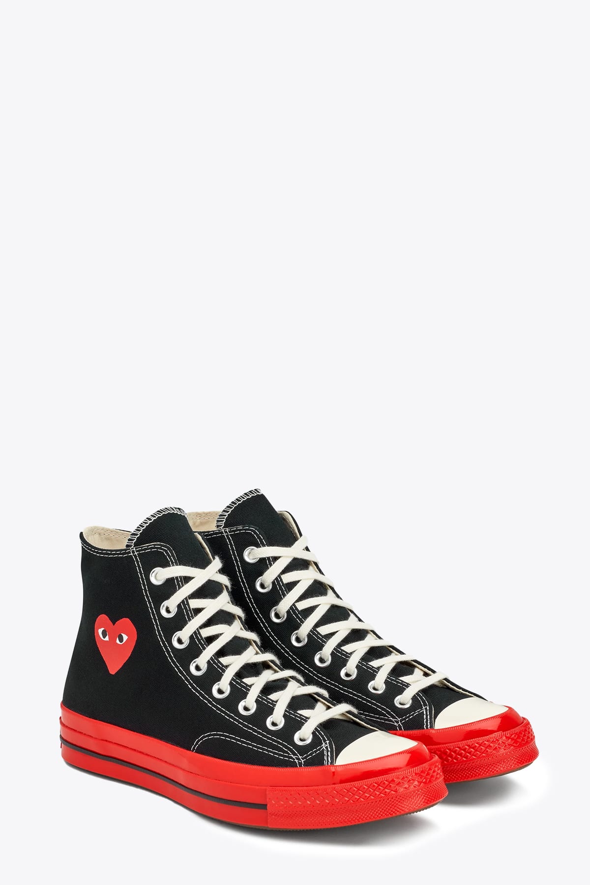 Shop Comme Des Garçons Play Ct70 Hi Top Red Sole Shoes Converse Collaboration Chuck Taylor 70s Black Canvas Sneaker With Red Sol In Nero