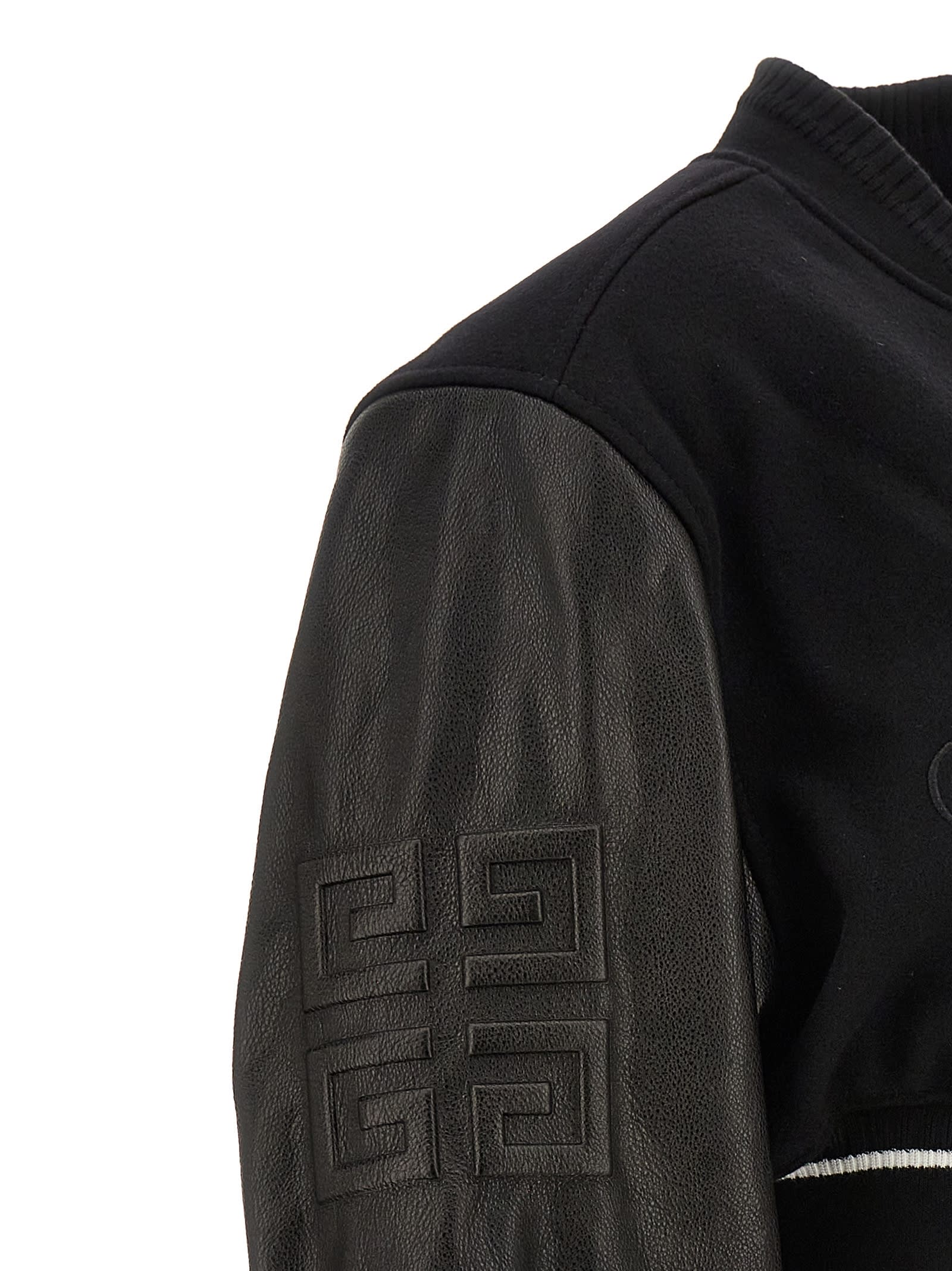 Shop Givenchy Varsity Cropped Bomber Jacket In Nero