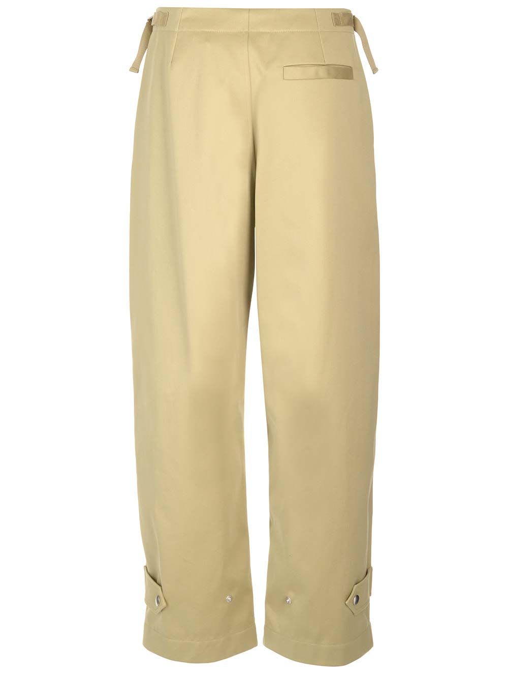 Shop Burberry Cotton Satin Trousers In Beige