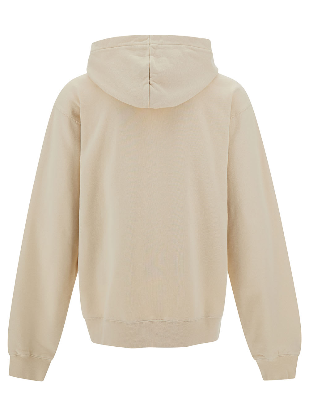 Shop Jacquemus Le Hoodie Gros-grain Beige Hoodie With Logo Patch In Cotton Man