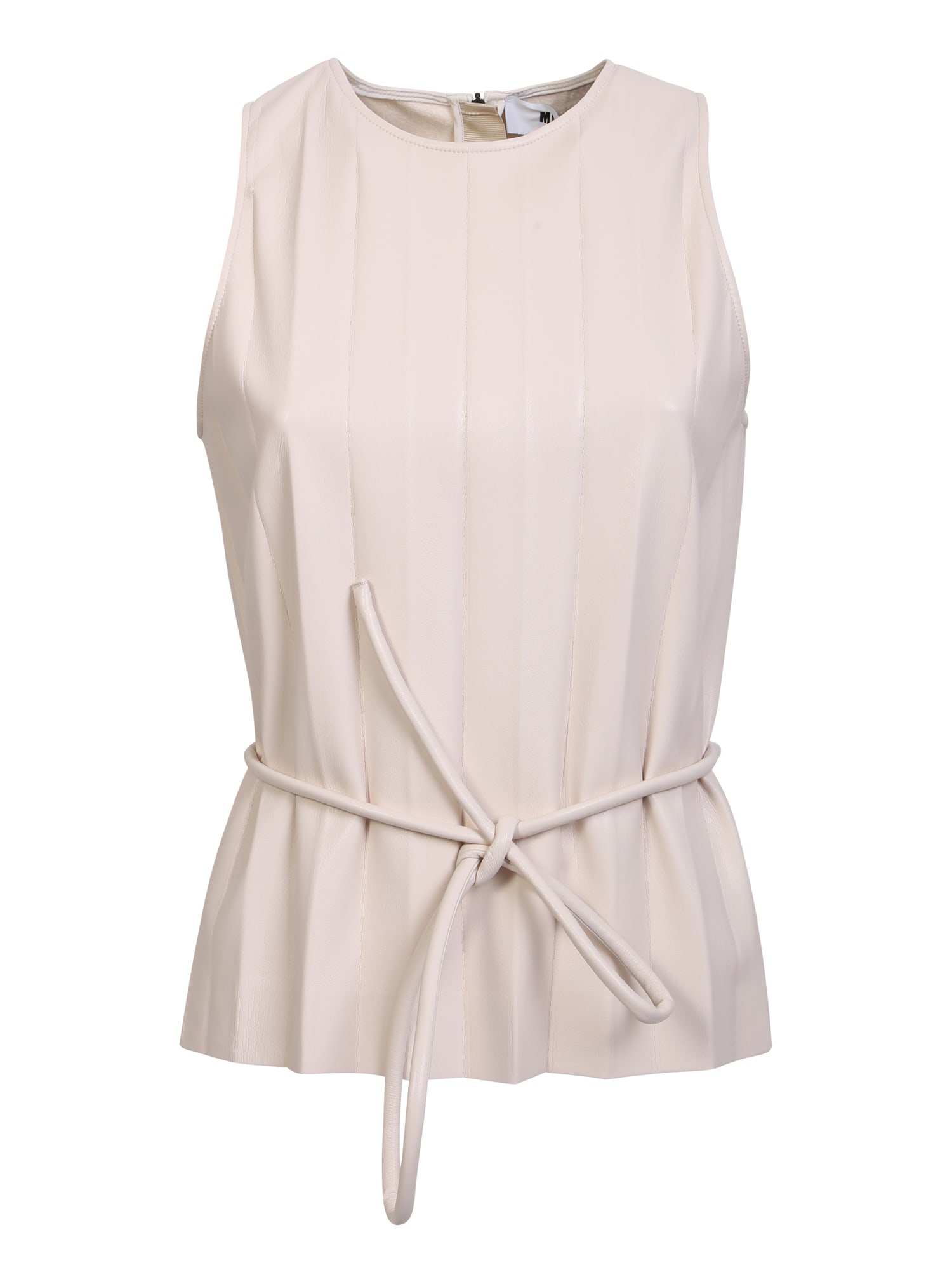Shop Msgm Tank Top With Laces At The Waist By . Innovative Design Revisited In A Modern And Contemporary Way M In Cream