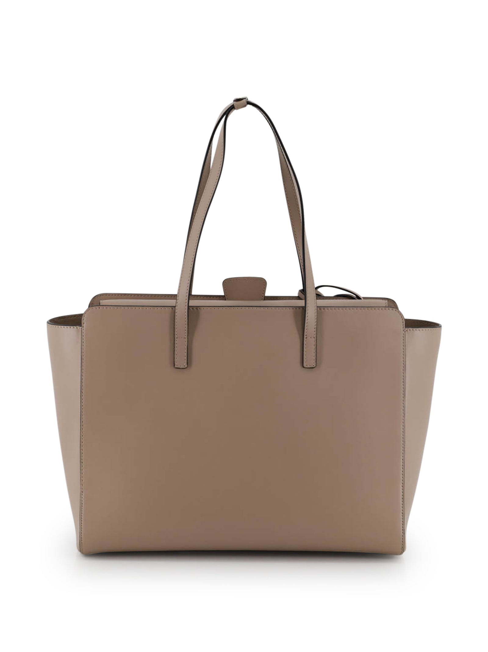 Hidesins Soft Calfskin Leather Shoulder Bag With Top Handles In Neutral