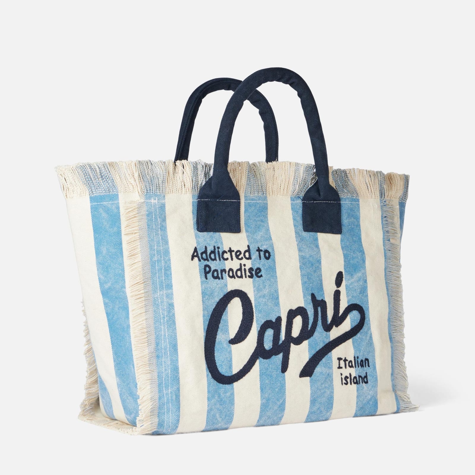 Shop Mc2 Saint Barth Vanity Canvas Shoulder Bag With Capri Print In Blue