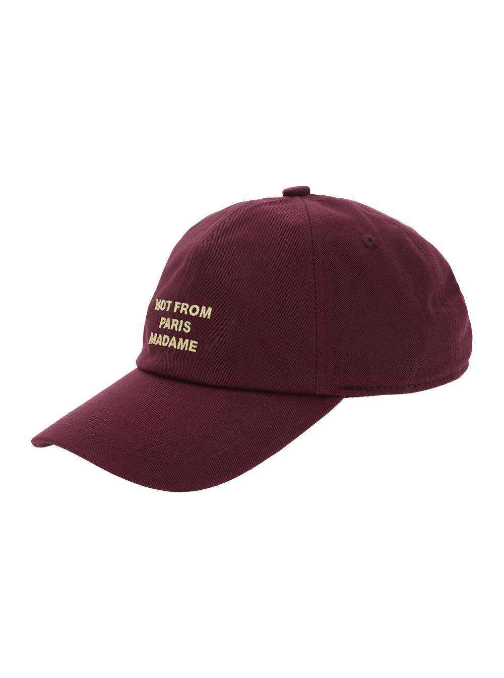Drôle De Monsieur La Casquette Slogan Bordeaux Baseball Cap With Slogan On The Front And Rear Buckle Closure In Cotton In Burgundy