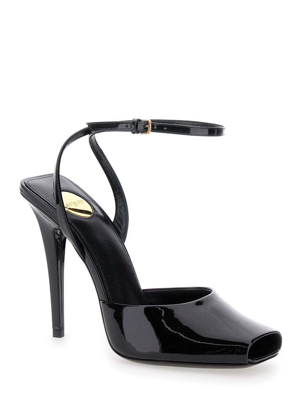 Shop Saint Laurent Le Scandale Black Pumps With Ankle Strap In Patent Leather Woman