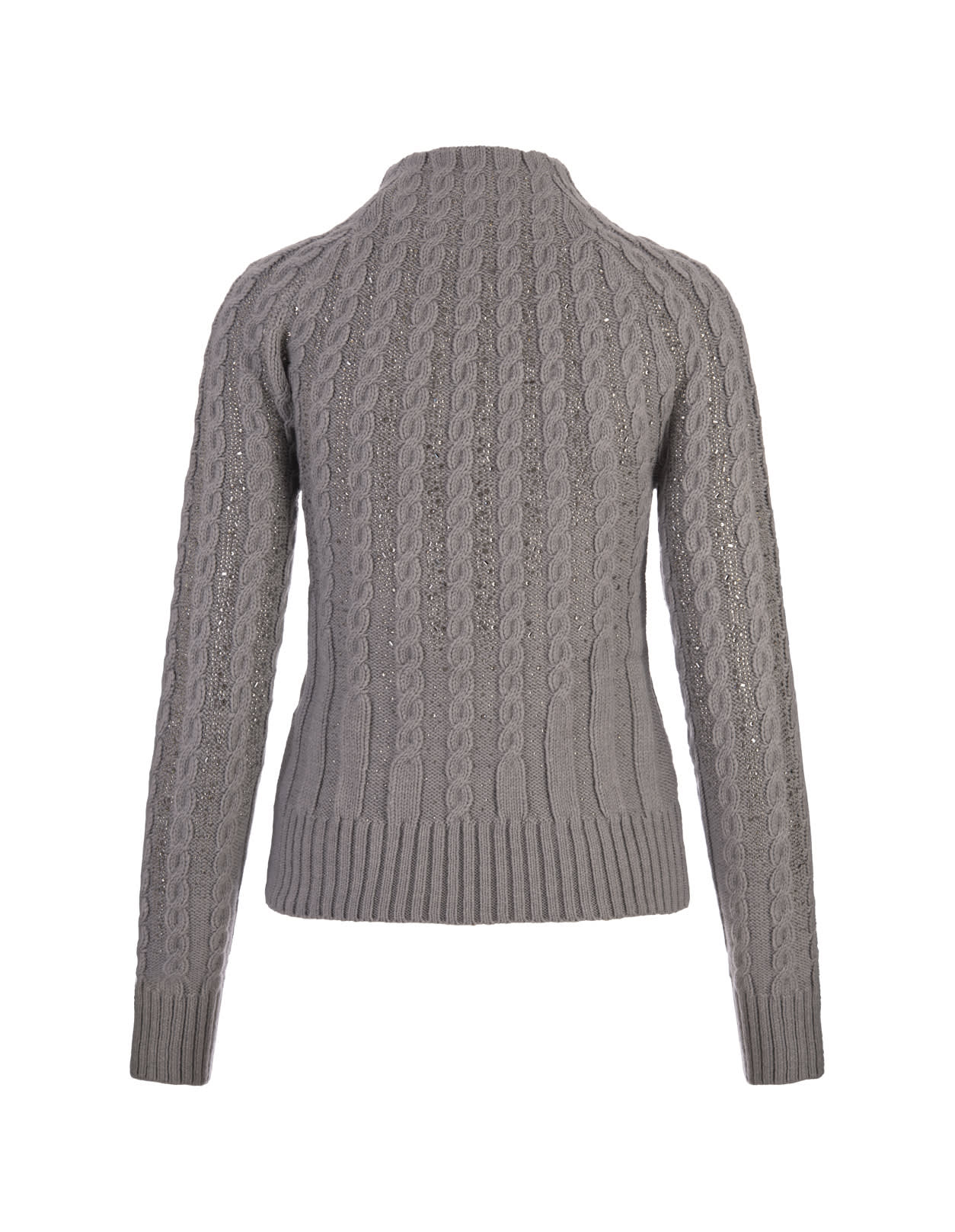 Shop Ermanno Scervino Grey High-neck Sweater With Crystals