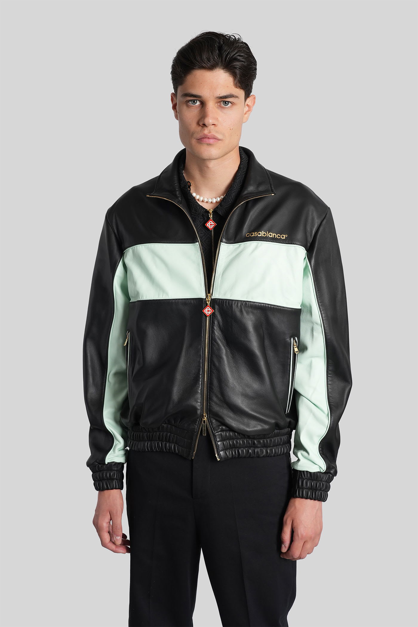 Casablanca Leather Jacket In Black Leather In Black