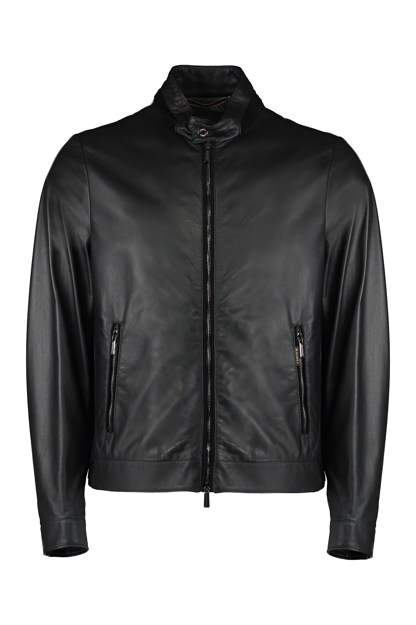 Moorer Zip-fastening Leather Jacket In Black
