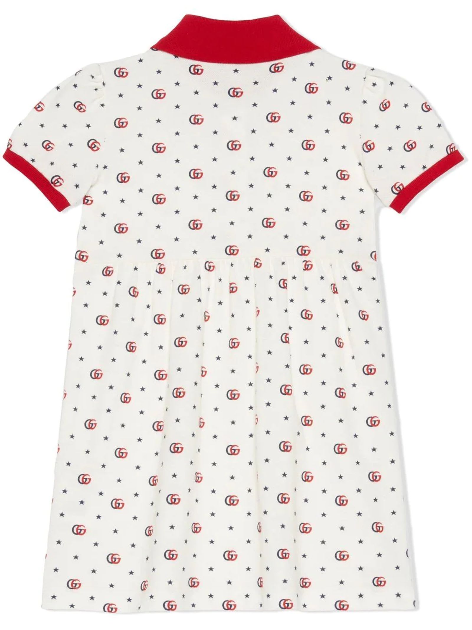 Shop Gucci White Cotton Polo Dress In Ivory