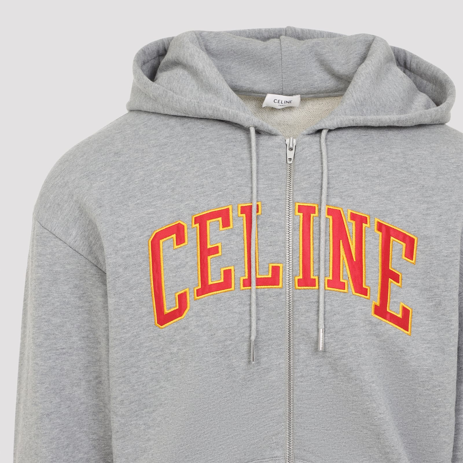 Celine Grey Logo Solid Pattern Sweatshirt In Gray