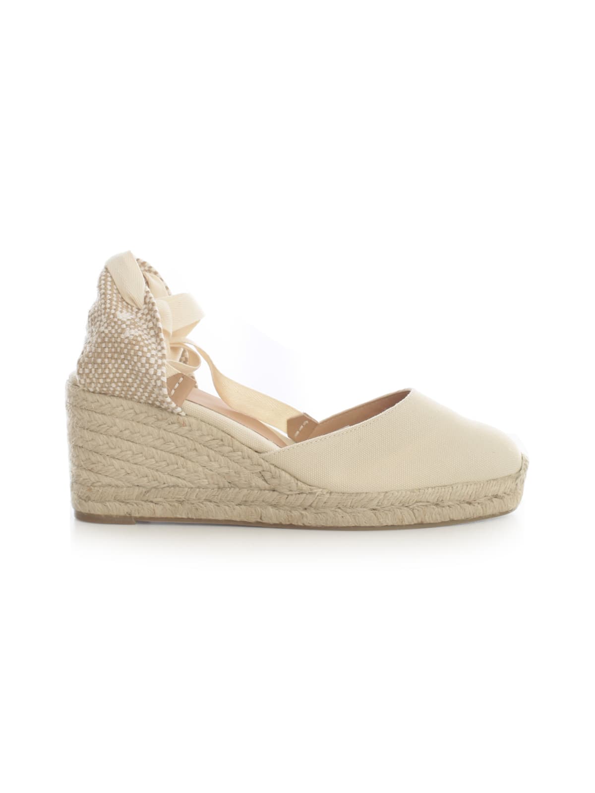 Castaã±er Canvas Espadrilles W/tapes On Ankle In Ivory