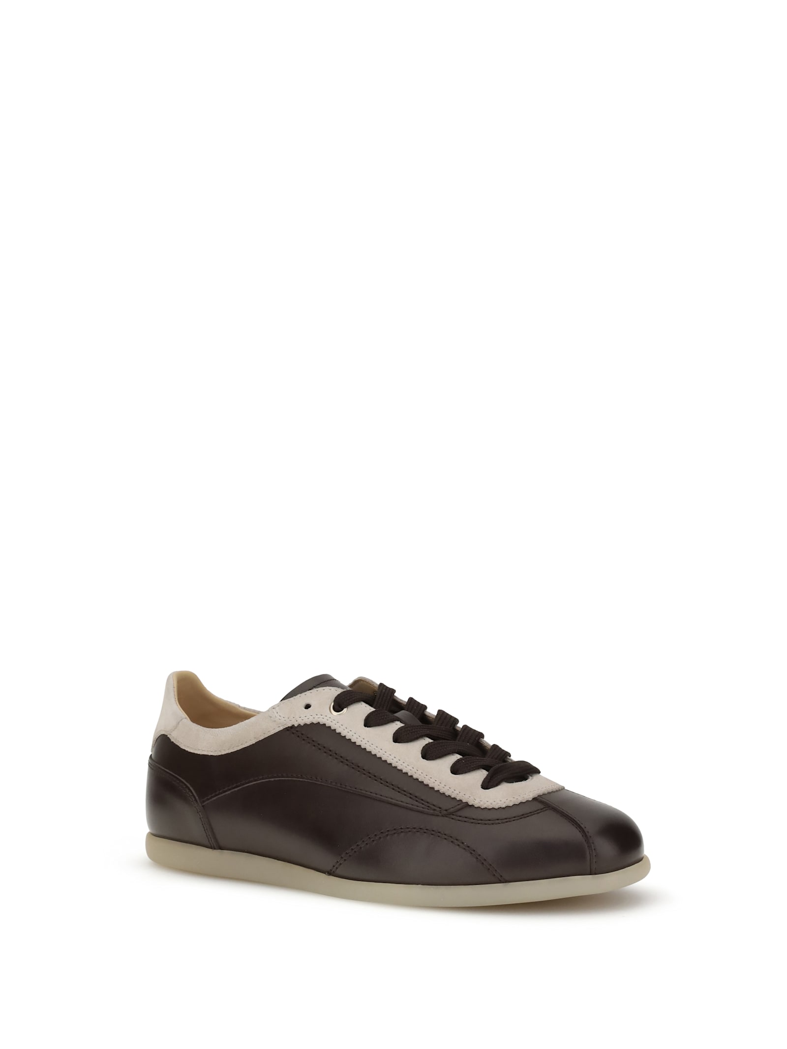 Brunello Cucinelli Men Calfskin And Suede Sneakers In Brown
