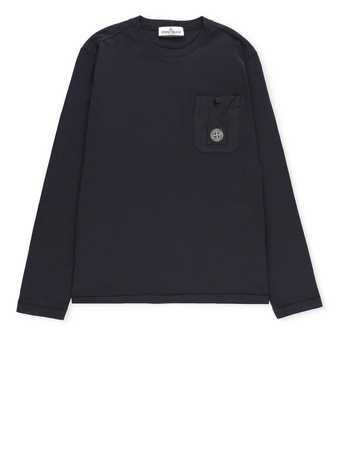 Shop Stone Island Logo Patch Long-sleeved T-shirt In Blue