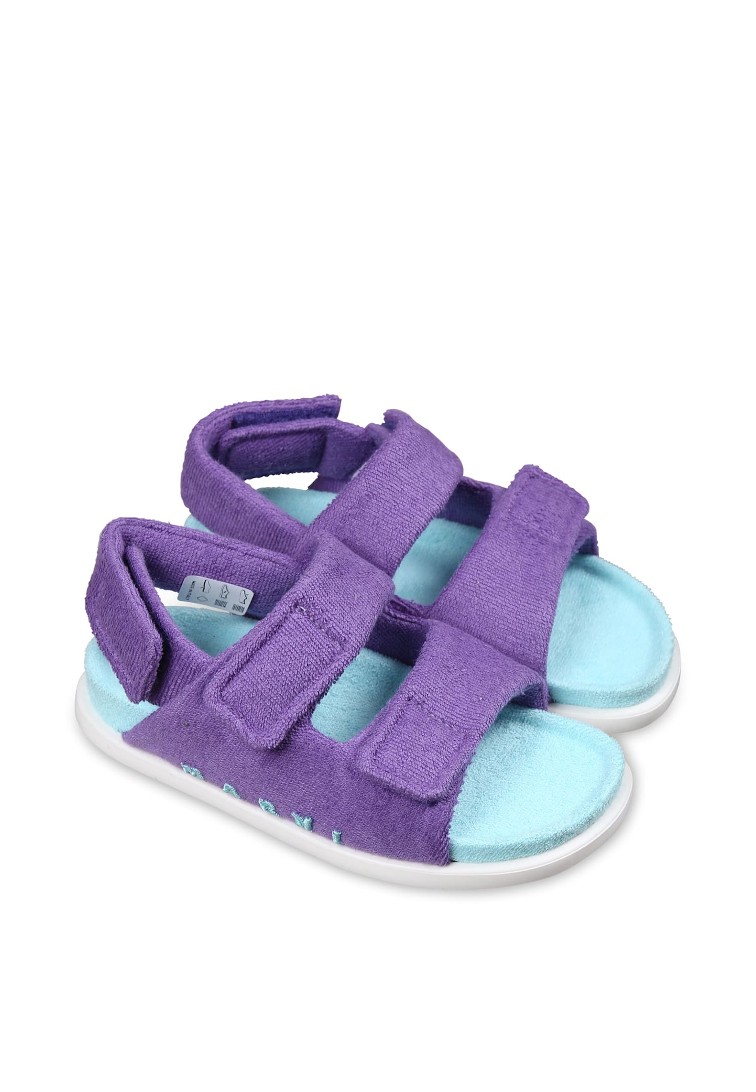 Marni Logo-embroidered Sandals In Violet