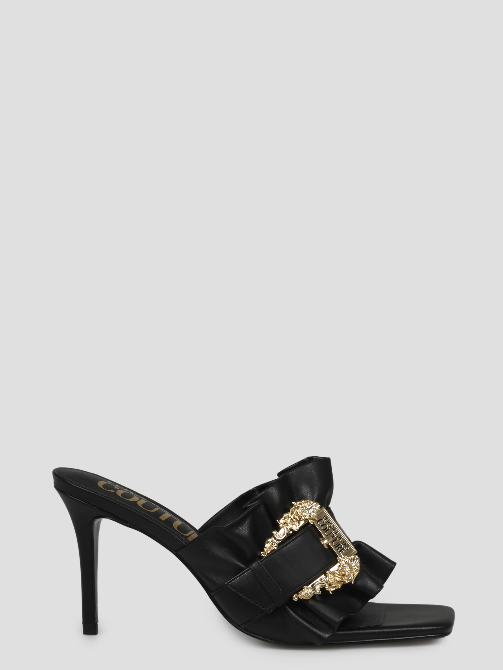 Versace Jeans Couture Emily Baroque Baroque Heeled Mules In Black