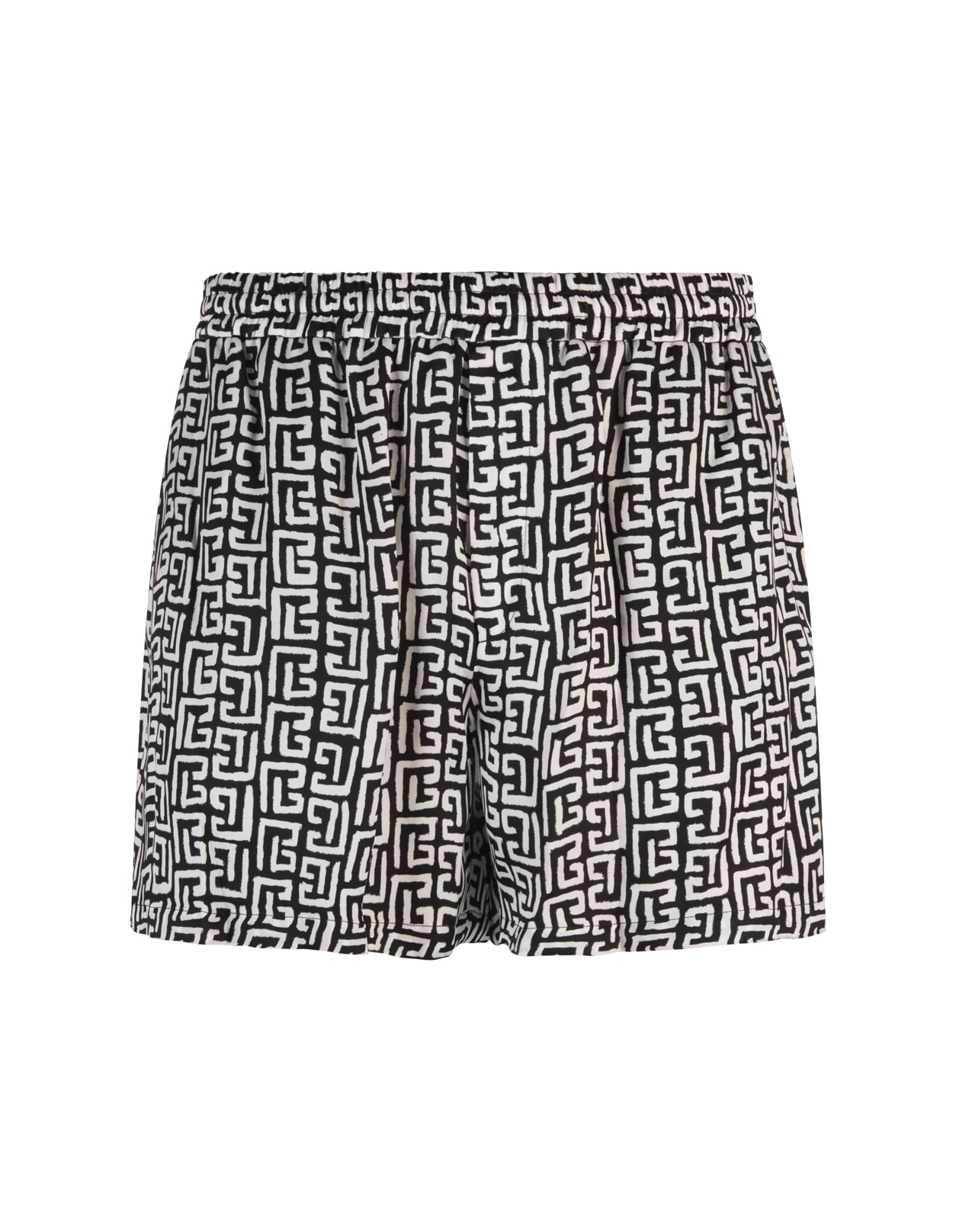 Shop Balmain Black Shorts With Monogram Motif