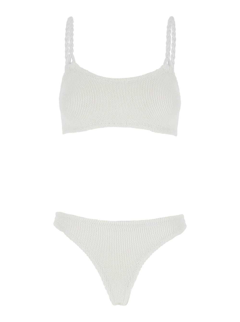 Hunza G Phoebe White Bikini With Twisted Straps And Scoop Neck In Tech Fabric Woman