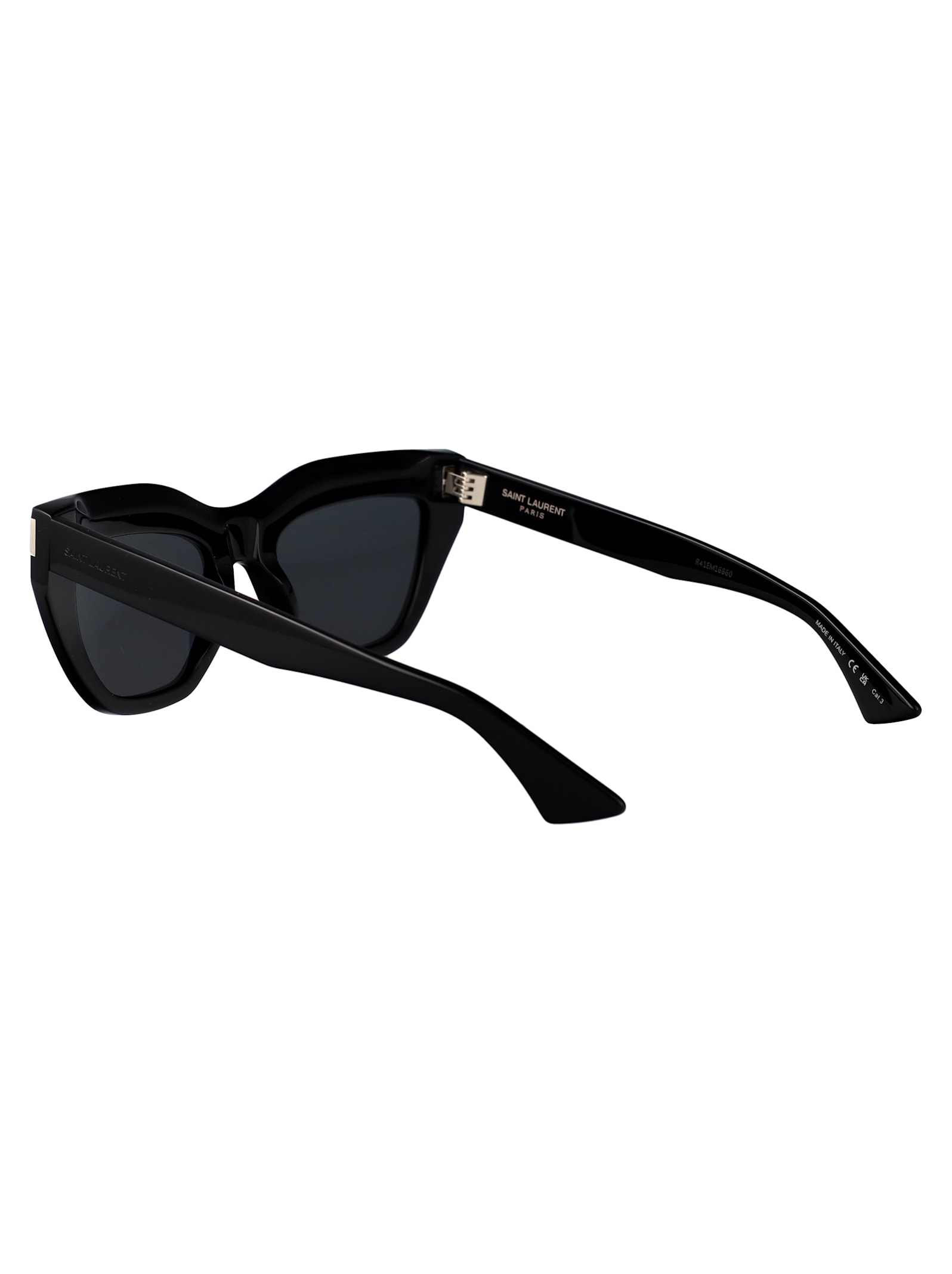 Saint Laurent Black-black-black Recycled Acetate Sunglasses In Black