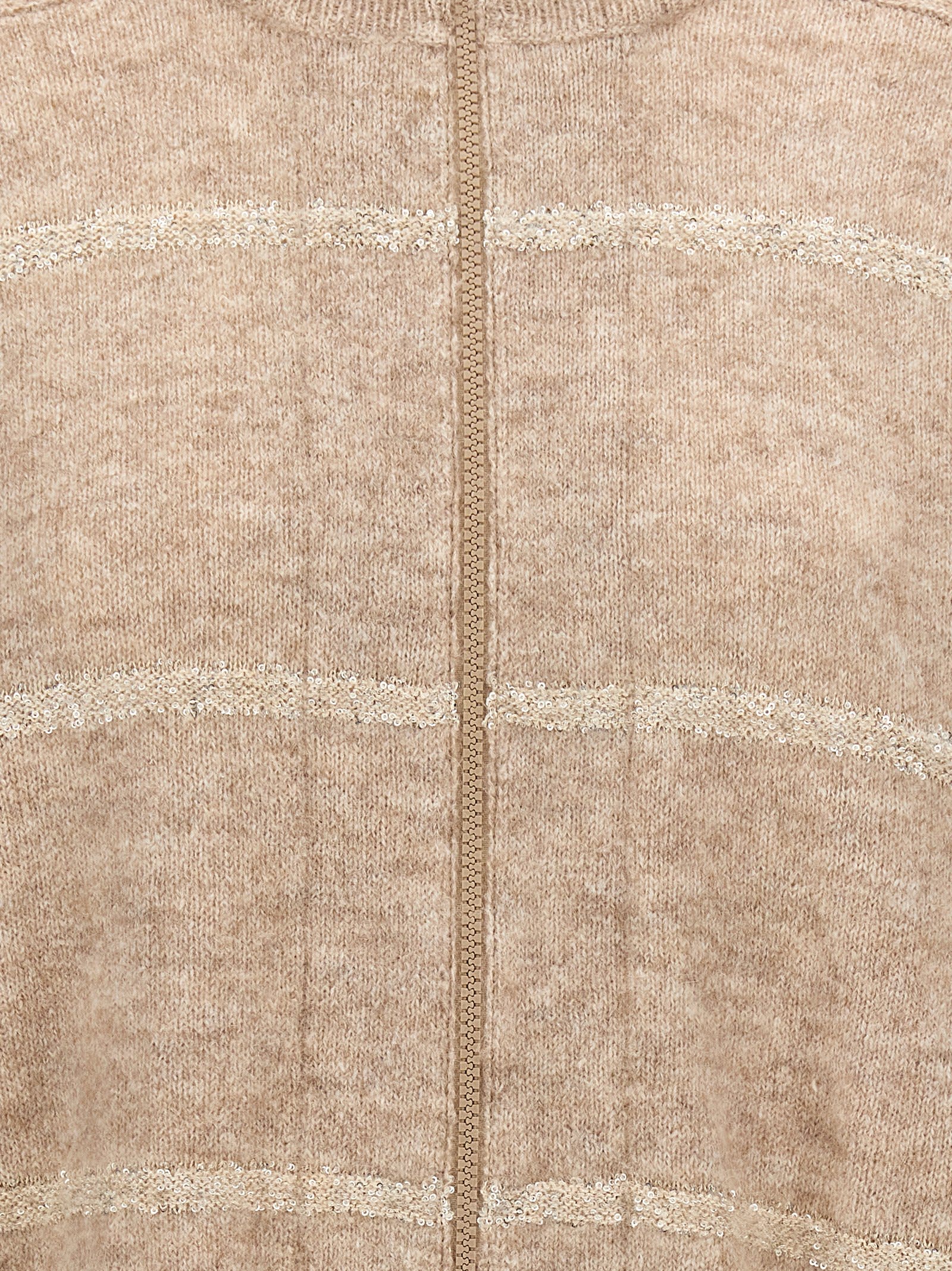 Shop Brunello Cucinelli Sequin Cardigan In Beige