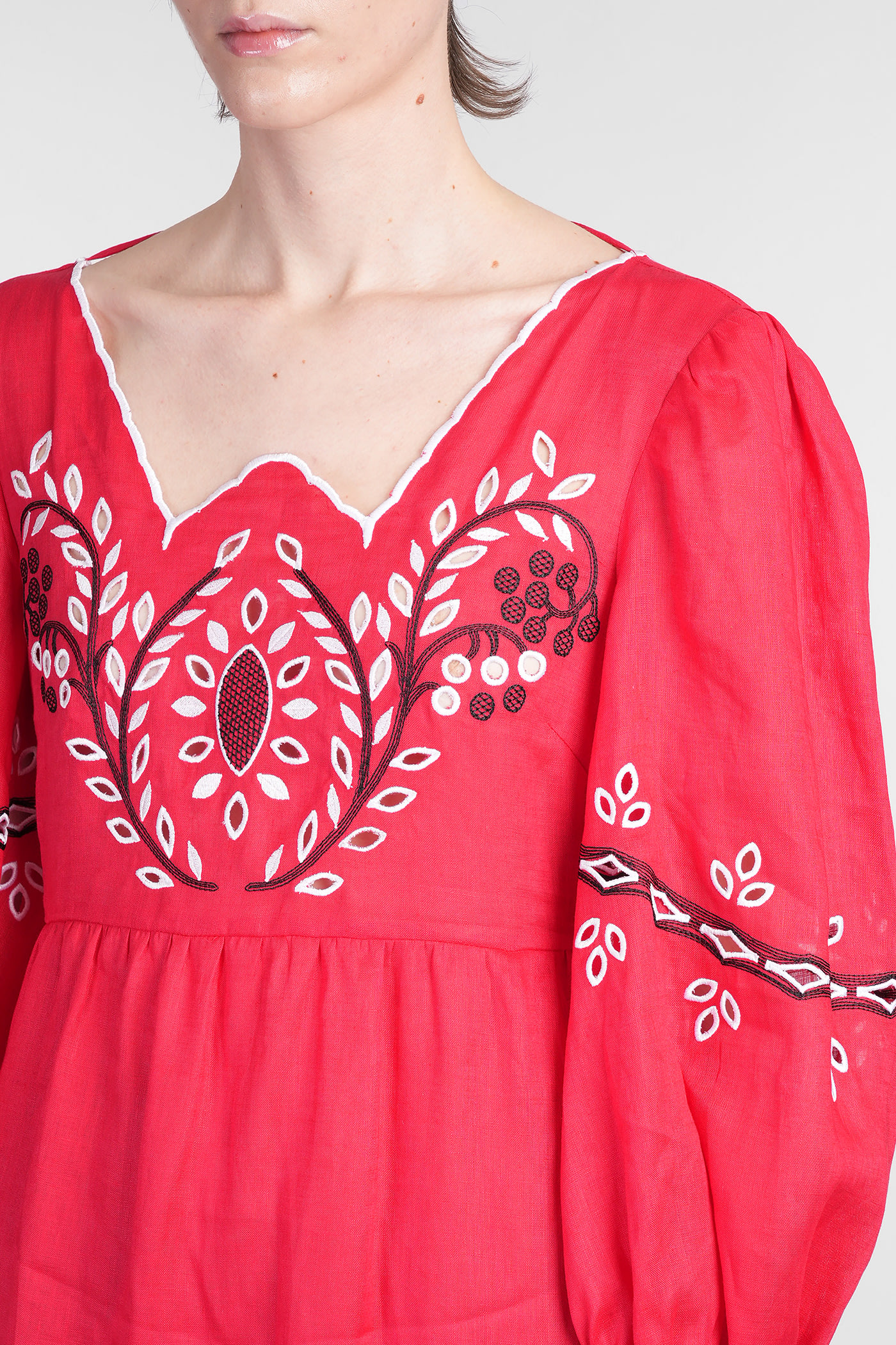 Holy Caftan Adelasia Dress Woman In Red Linen