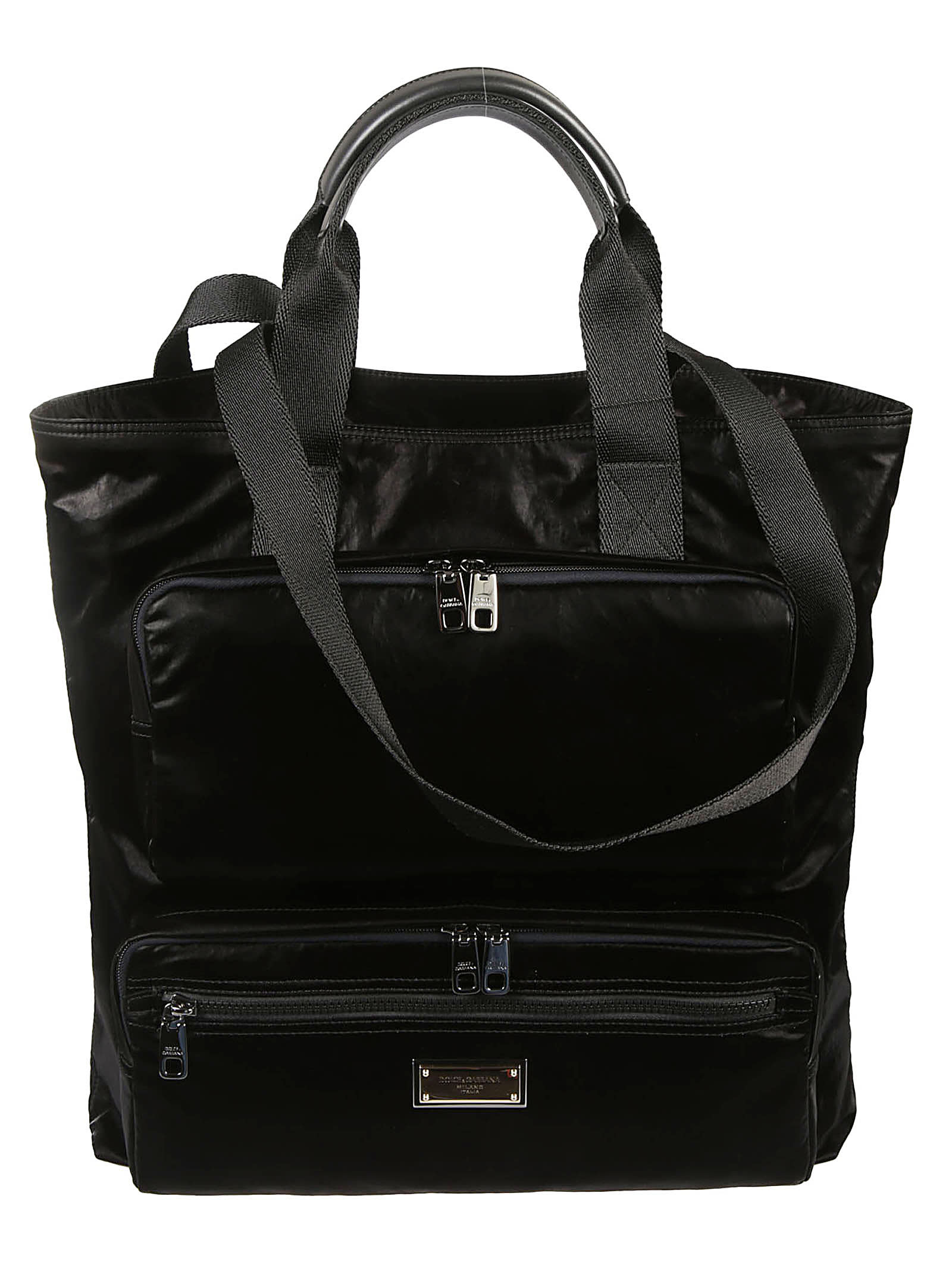 Dolce & Gabbana Front Pockets Shopper Bag In Black