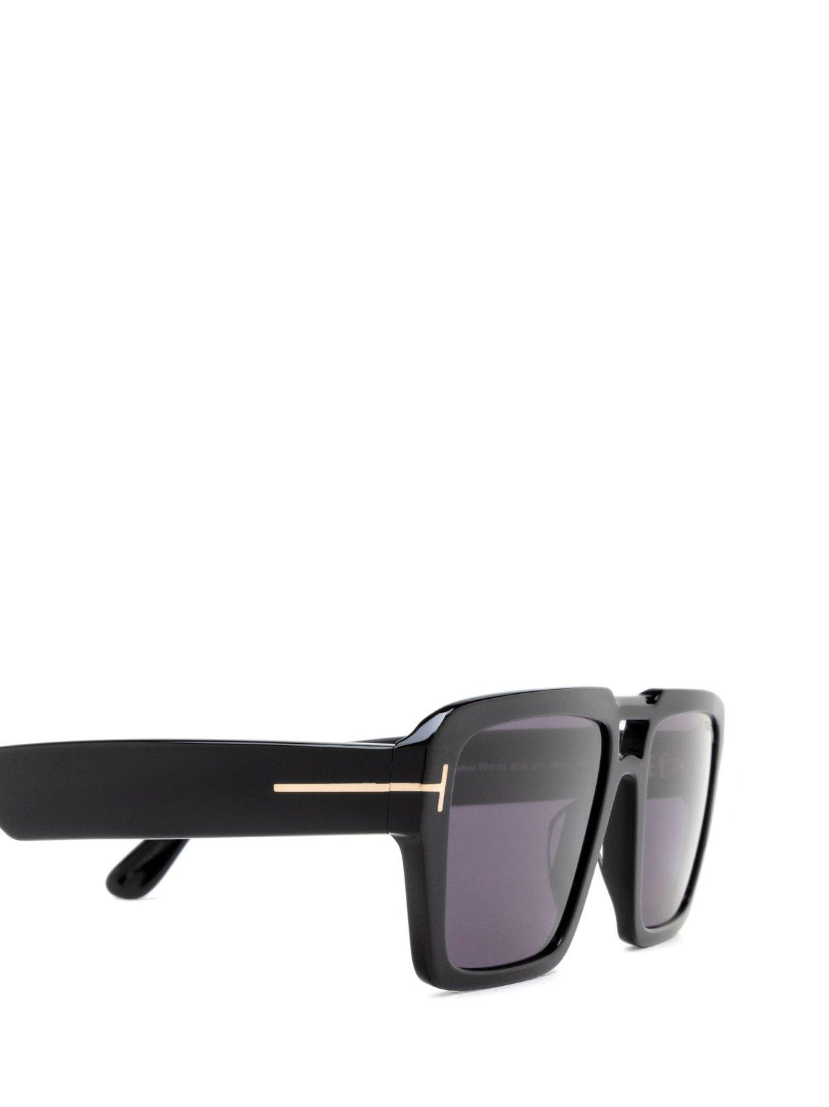 Tom Ford Redford Square Frame Sunglasses In 5601a - Nero Lucido / Fumo