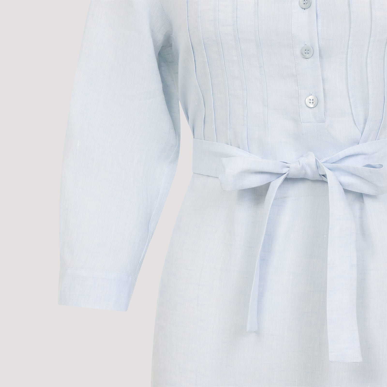 Peserico Chemisier Linen Midi Shirt Dress In Azzurro