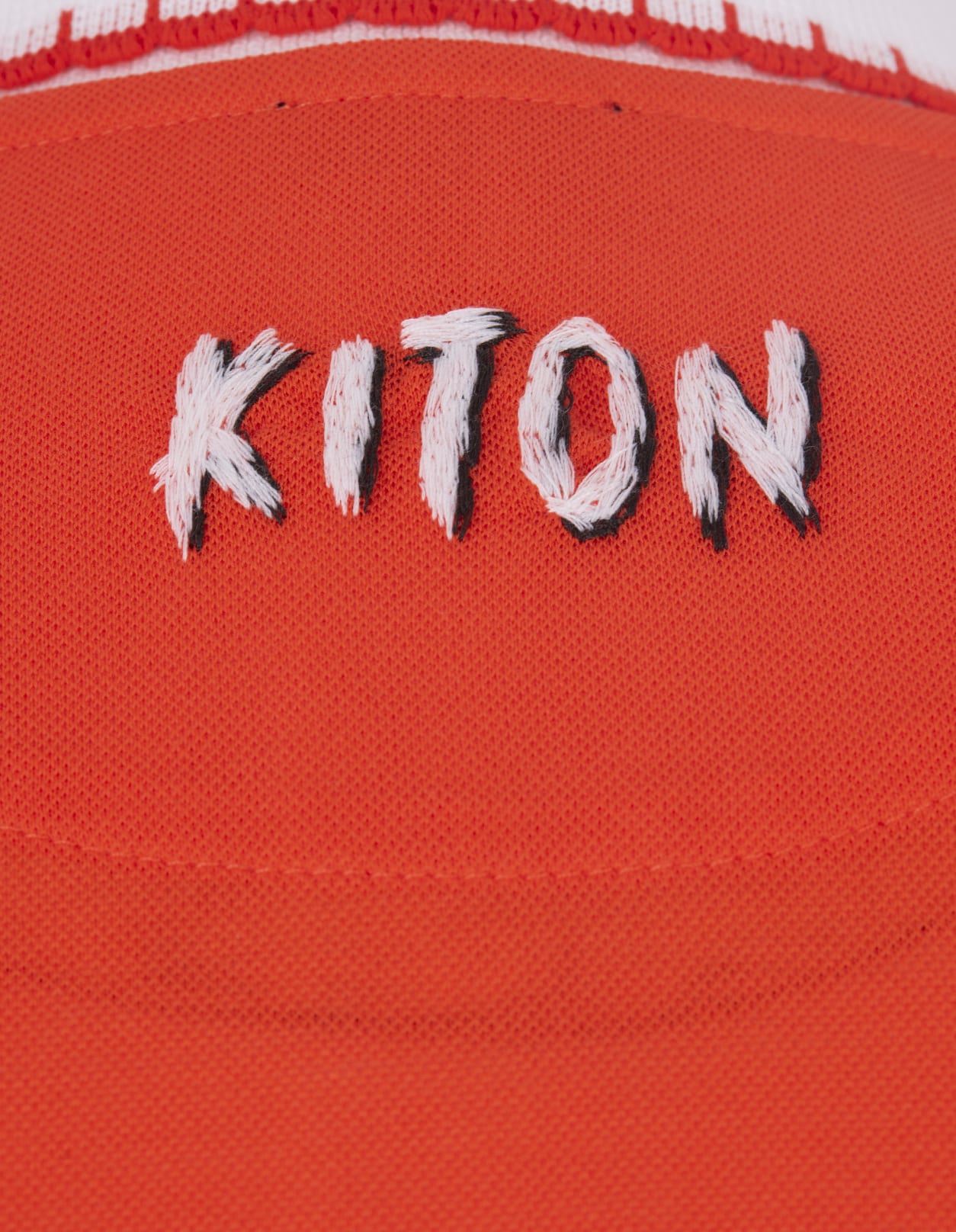 Shop Kiton Orange Piqué Polo Shirt With Zip