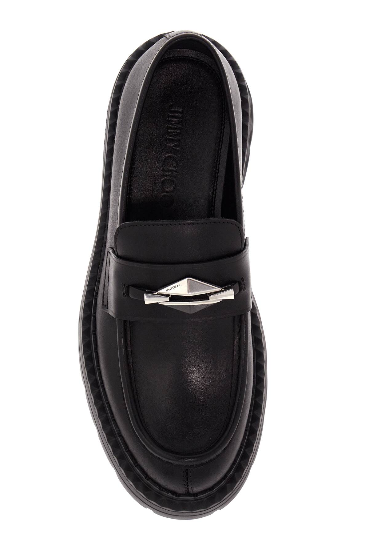 Shop Jimmy Choo Leather Marlow Loafers In Black Gunmetal (black)