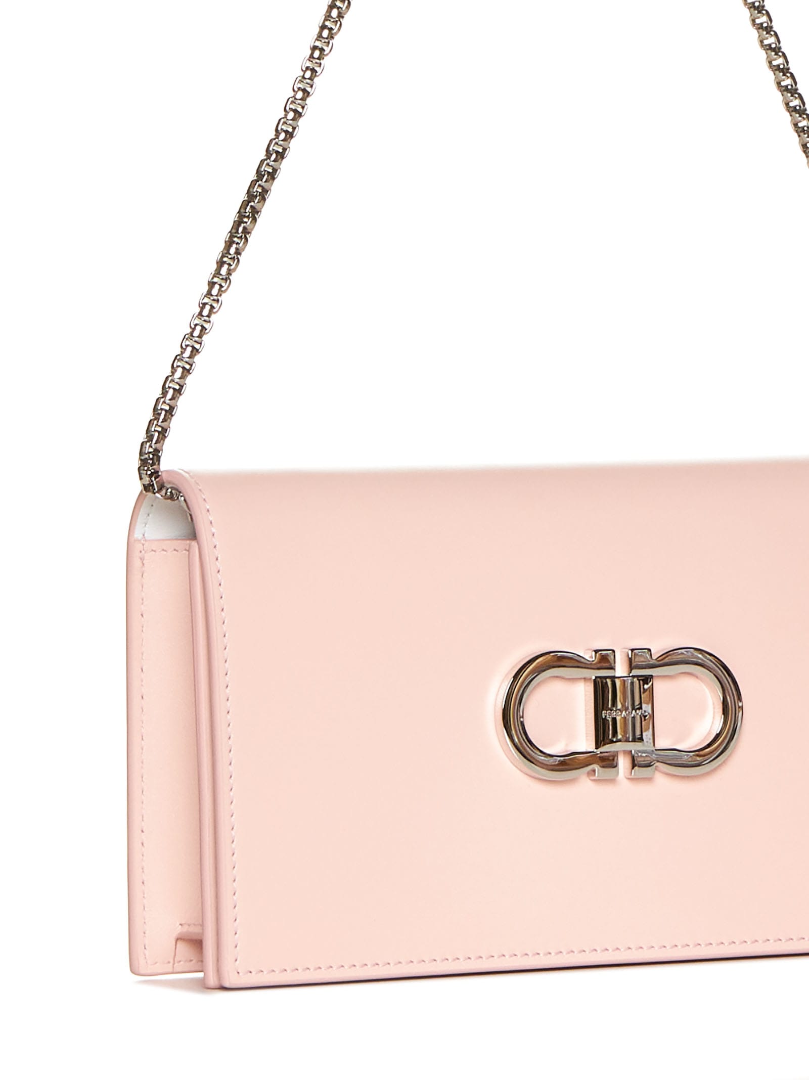 Shop Ferragamo Shoulder Bag In Nylund Pink || Optic-white