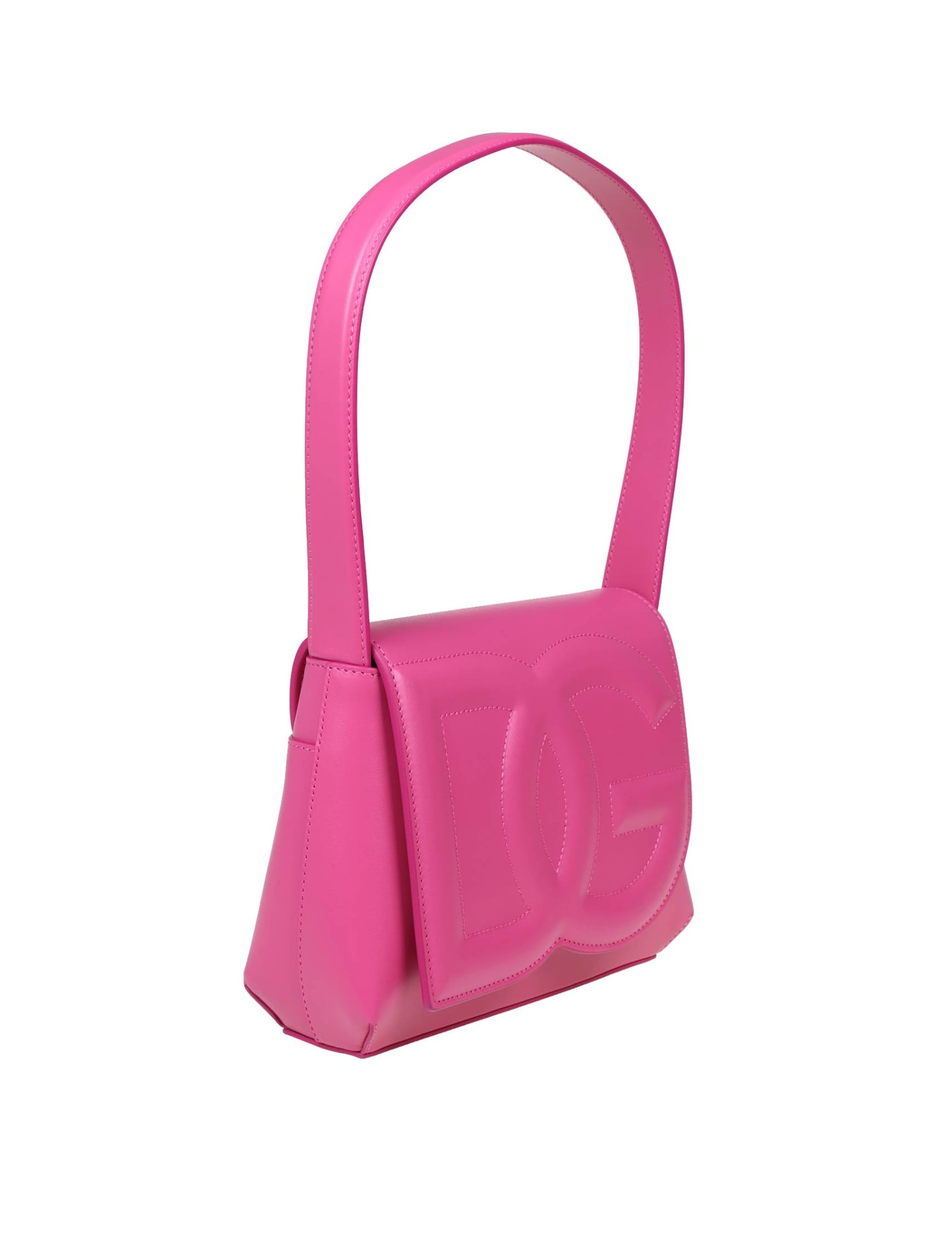 Shop Dolce & Gabbana Leather Shoulder Bag With Dg Logo In Lilac
