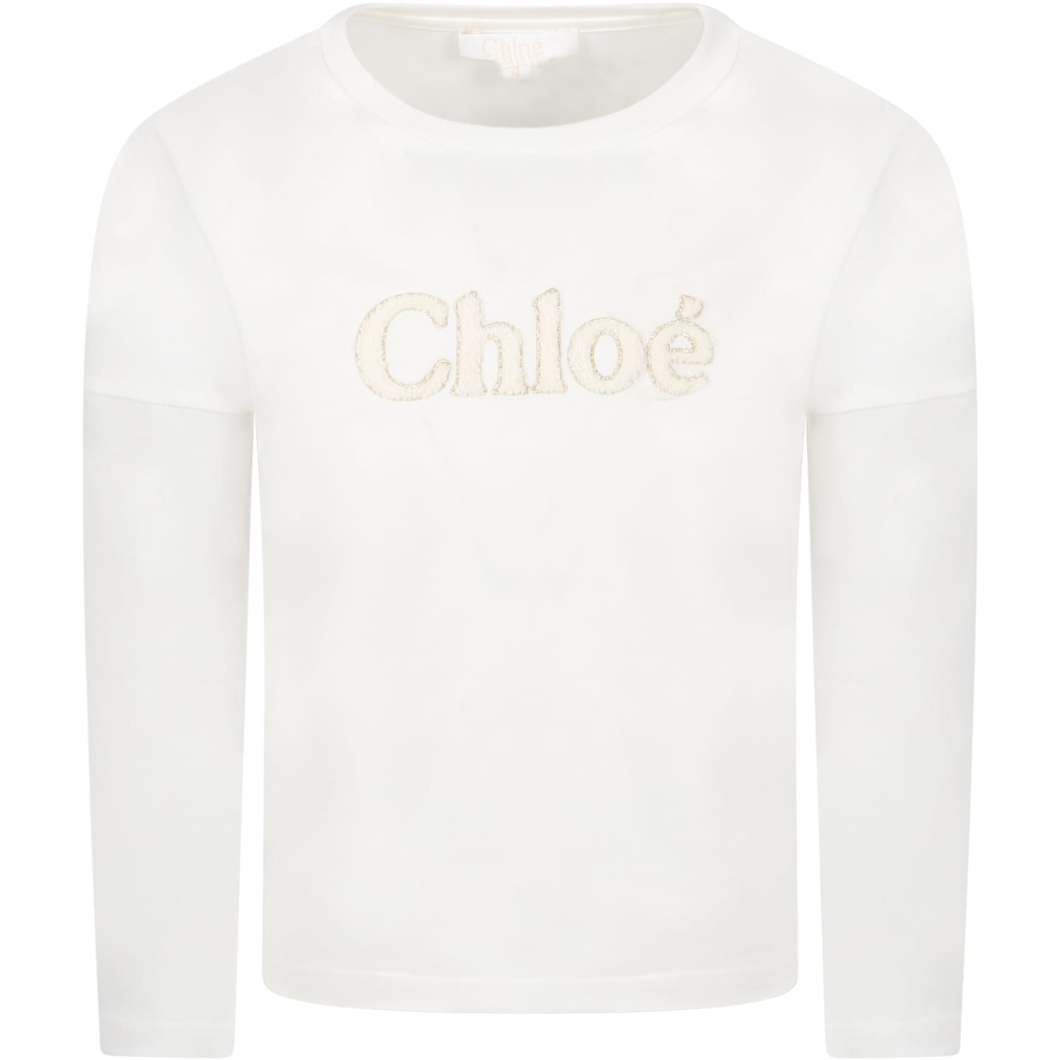 Chloé Ivory T-shirt For Girl With Logo