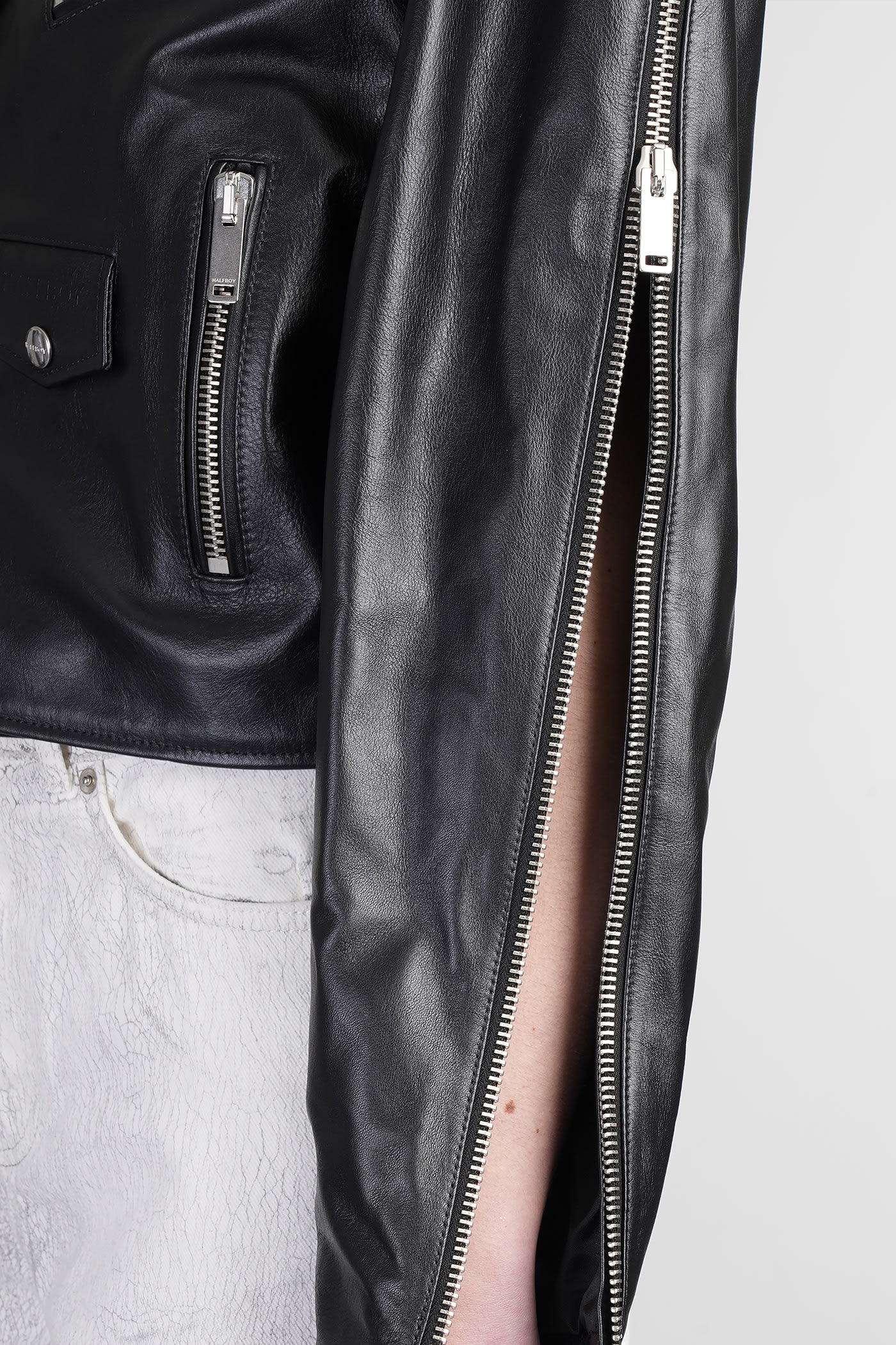 Halfboy Biker Jacket In Black Leather
