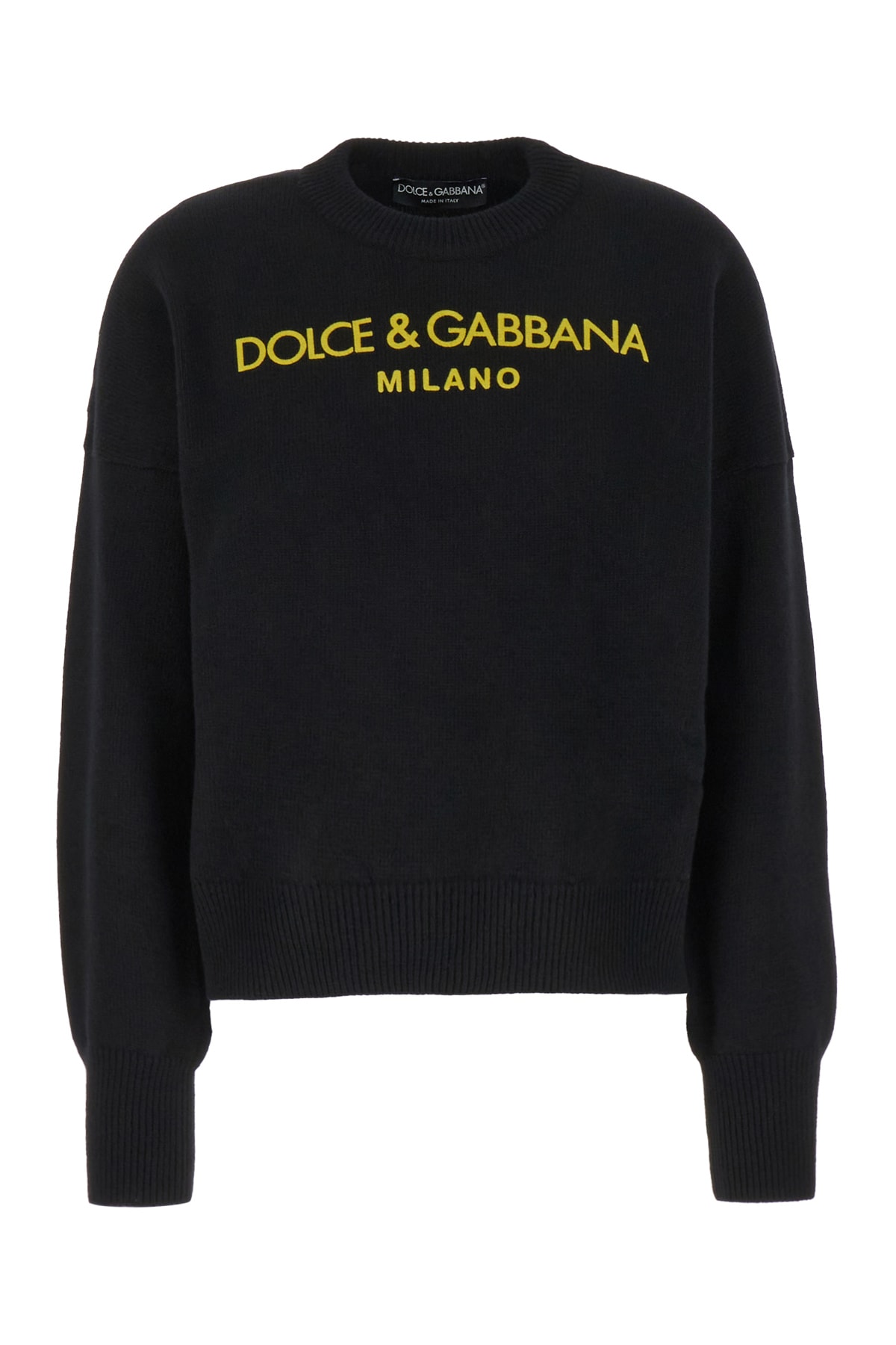 Dolce & Gabbana Black Cashmere Oversize Sweater In Nero Giallo