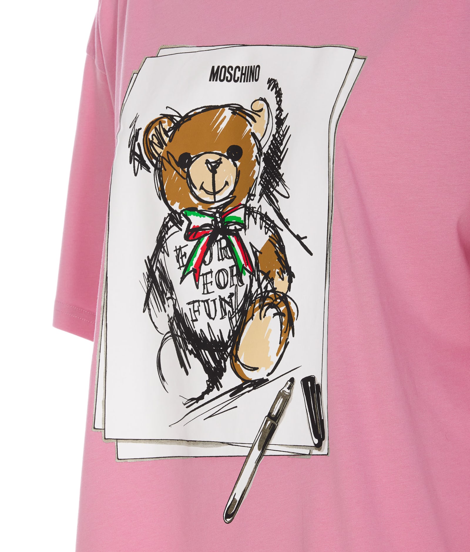 Shop Moschino Drawn Teddy Bear T-shirt In Pink